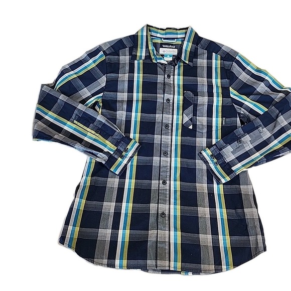 Columbia Other - Columbia Omni-Wick Advanced Evaporation Shirt Blue‎ Plaid Ls Button Up Mens M